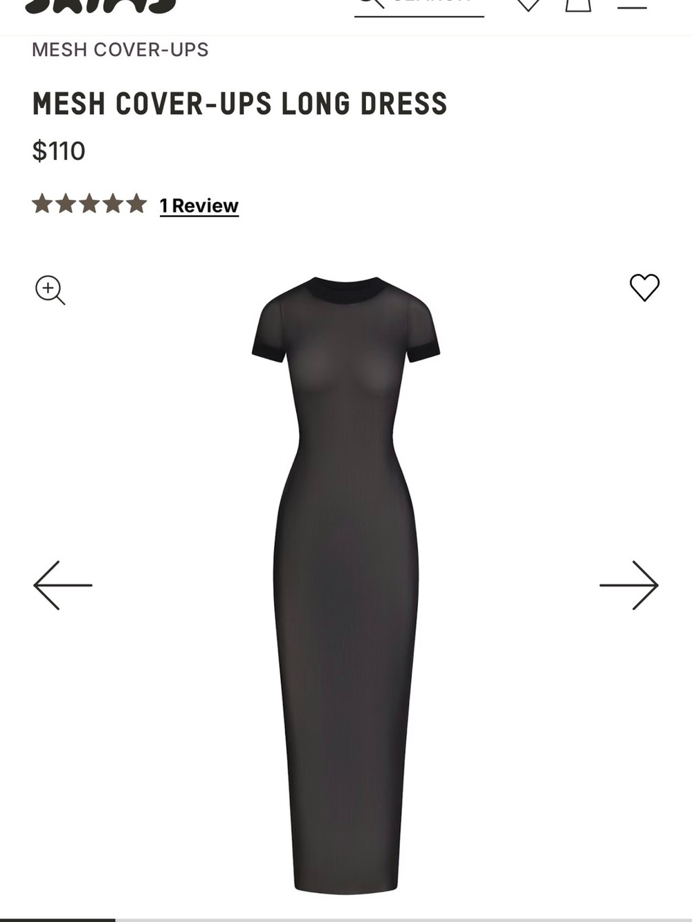 *NWT* SKIMS Black Sheer Mesh Maxi Dress